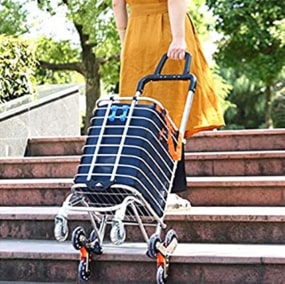 Color : Orange SGMYMX Shopping cart Folding Shopping cart Hard Roller cart Flat Bag Luggage cart Trolley Bag Shopping Trolley Bag 